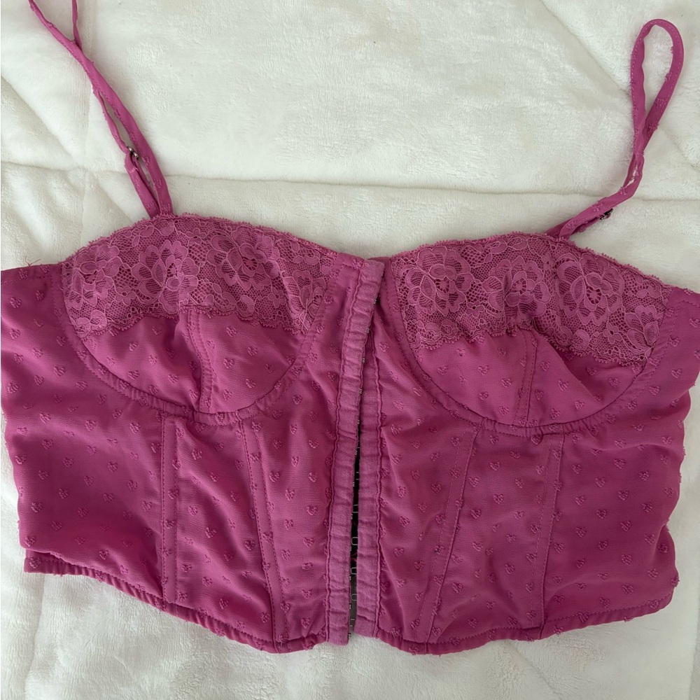 Pacsun Pink Lace Corset Top